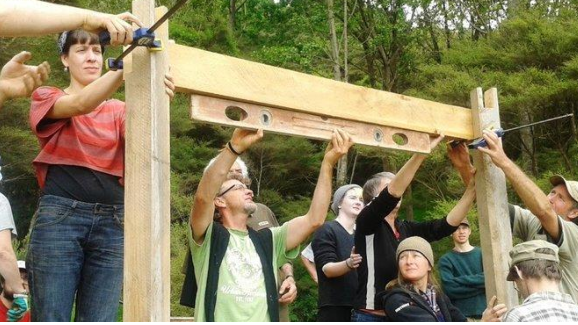 Group of people building