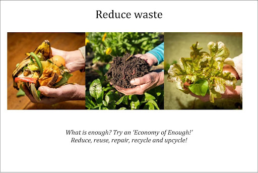 Three images showing food waste, compost and a fresh lettuce
