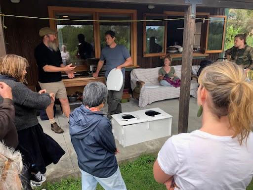 Matt explaining the composting loo system
