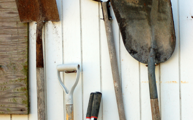 array of garden tools